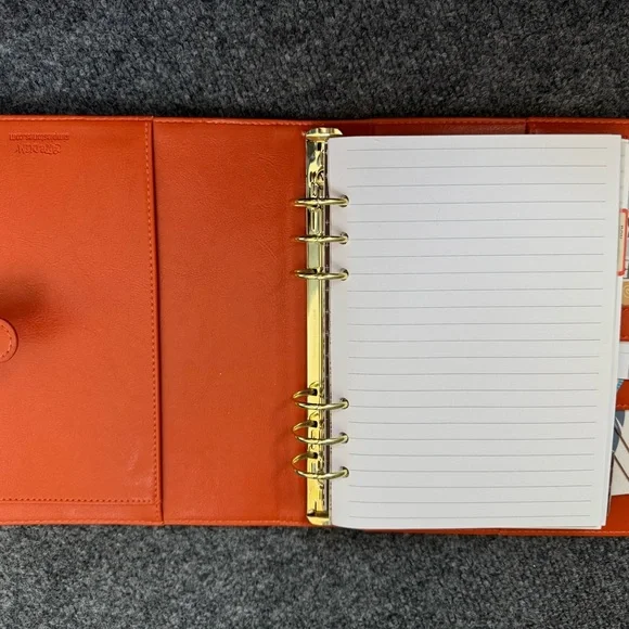 Vibrant Orange Leather Journal with Gold Rings - Picture 14 of 16